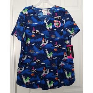 Scrunstar Womans Halloween Scrub Top Size Medium